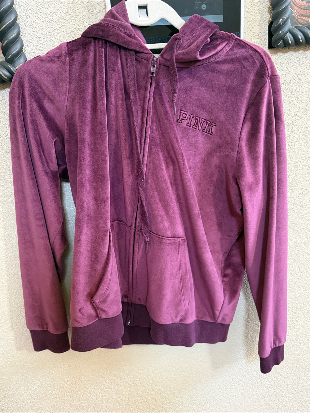 PINK Victoria's Secret Plum Velvet Zip Hoodie